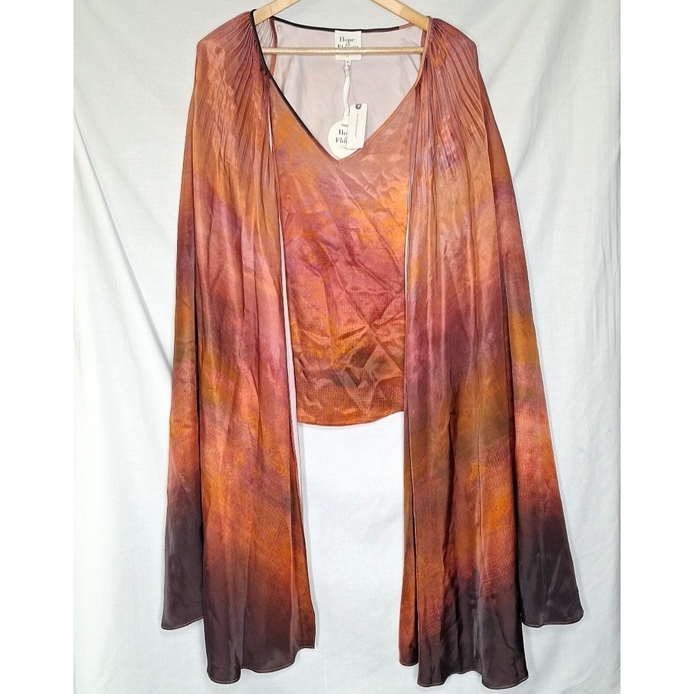 NWT Hope For Flowers Tracy Reese L Anthropologie Ombre Flutter Cape Sleeve Tank